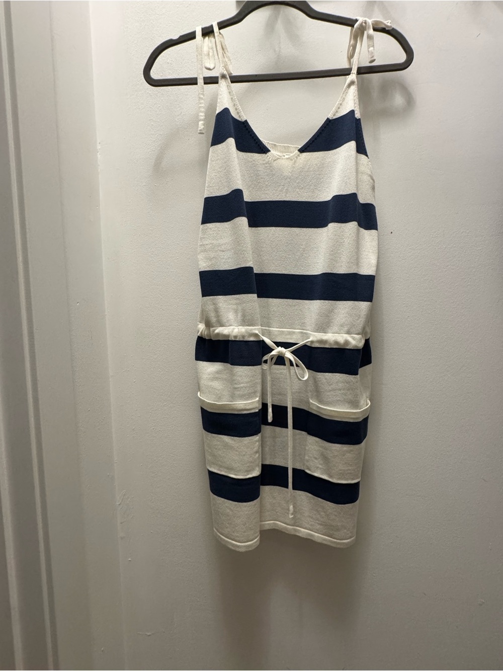 Striped Navy and WhiteTie-Waist Sundress